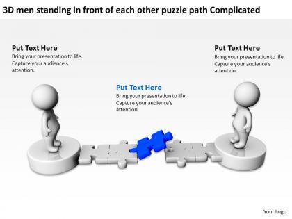 3d men standing in front of each other puzzle path complicated ppt graphic icon