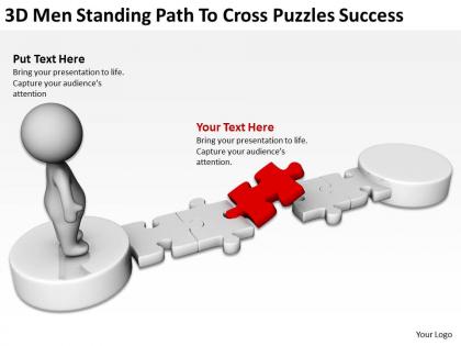 3d men standing path to cross puzzles success ppt graphics icons
