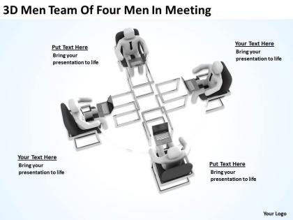 3d men team of four men in meeting ppt graphics icons