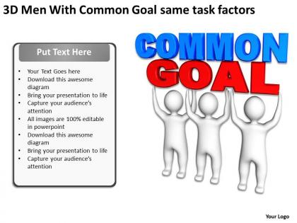 3d men with common goal same task factors ppt graphic icon