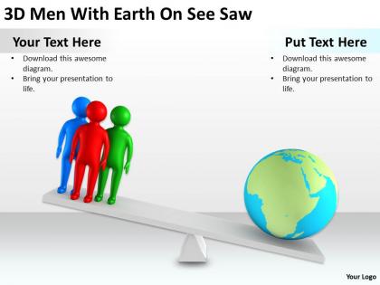 3d men with earth on seesaw ppt graphics icons powerpoint