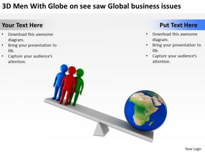 3d men with globe on see saw global business issues ppt graphics icons