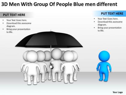 3d men with group of people blue men different ppt graphic icon