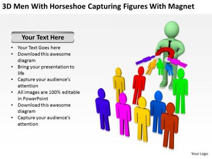 3d men with horseshoe capturing figures with magnet ppt graphics icons powerpoin