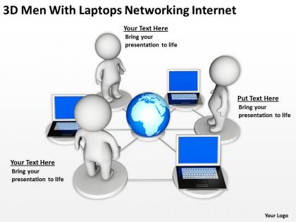 3d men with laptops networking internet ppt graphics icons