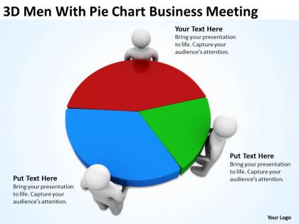 3d men with pie chart business meeting ppt graphics icons powerpoint