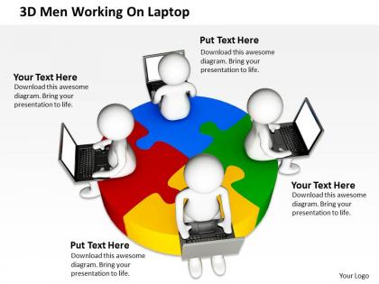 3d men working on laptop global business ppt graphics icons