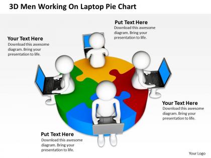 3d men working on laptop pie chart business ppt graphics icons