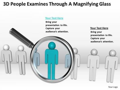 3d people examines through a magnifying glass ppt graphics icons