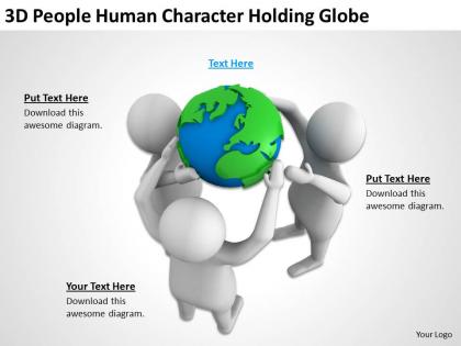 3d people human character holding globe ppt graphics icons