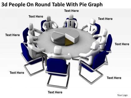 3d people on round table with pie graph ppt graphics icons