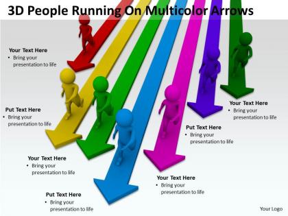 3d people running on multicolor arrows ppt graphics icons powerpoint