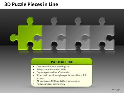 3d puzzle pieces in line powerpoint presentation slides db