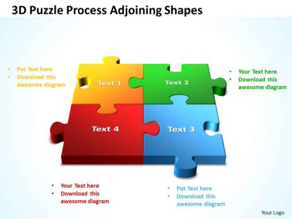 3d puzzle process adjoining shapes powerpoint templates ppt presentation slides 812