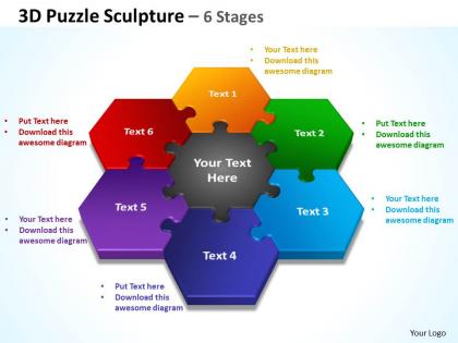 3d puzzle sculpture 6 stages powerpoint diagrams presentation slides graphics 0912