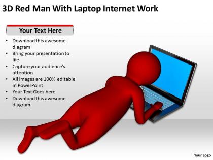 3d red man with laptop internet work ppt graphics icons powerpoint