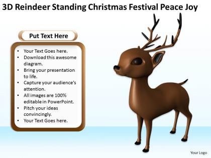 3d reindeer standing christmas festival peace joy ppt graphics icons