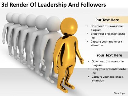 3d render of leadership and followers ppt graphics icons powerpoint