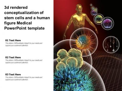 3d rendered conceptualization of stem cells and a human figure medical powerpoint template