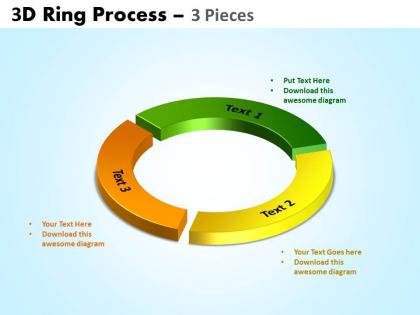 3d ring process 3 pieces powerpoint slides and ppt templates 0412