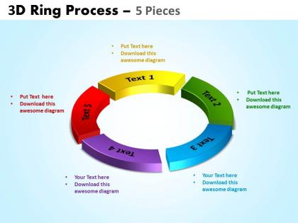 3d ring process 5 pieces powerpoint slides and ppt templates 0412