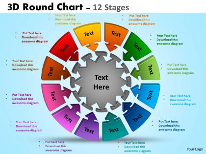 3d round chart 12 stages diagram ppt templates 3