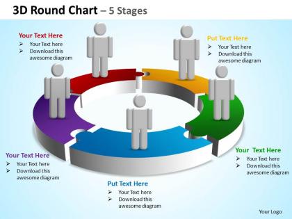 3d round chart 5 stages powerpoint diagrams presentation slides graphics 0912