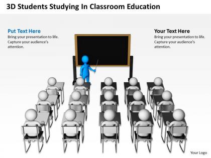 3d students studying in classroom education ppt graphics icons