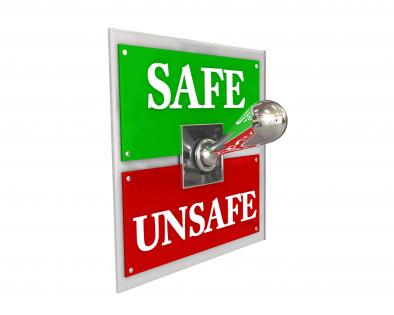 3d switch showing safe vs unsafe concept stock photo