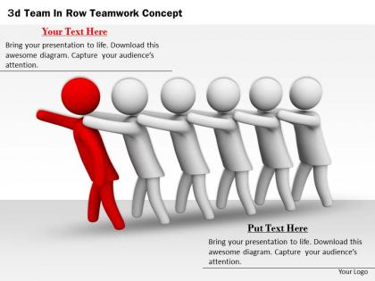 3d team in row teamwork concept ppt graphics icons powerpoint