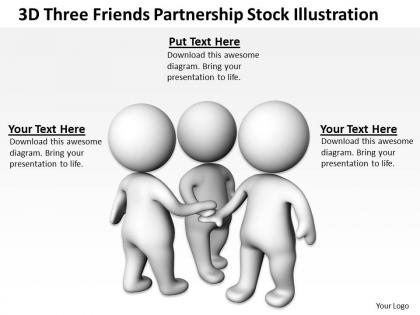 3d three friends partnership stock illustration ppt graphics icons powerpoint