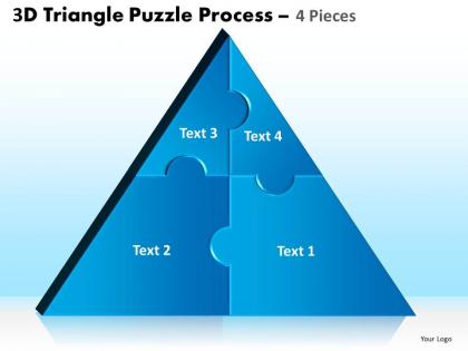 3d triangle puzzle process 4 pieces powerpoint slides and ppt templates 0412