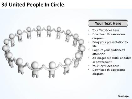 3d united people in circle ppt graphics icons