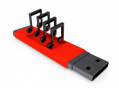 3d usb with music nodes for celebration stock photo