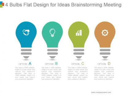 4 bulbs flat design for ideas brainstorming meeting powerpoint templates