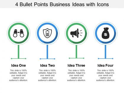 4 bullet points business ideas with icons