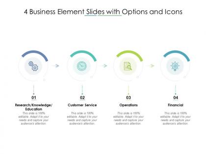 4 business element slides with options and icons