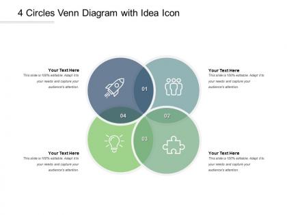 4 circles venn diagram with idea icon
