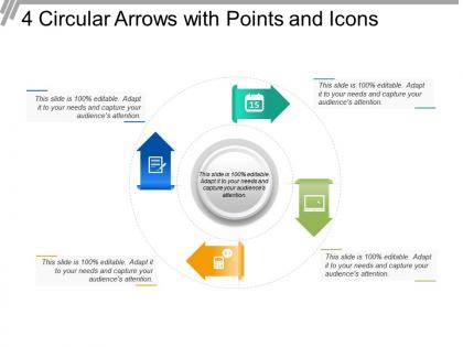 4 circular arrows with points and icons