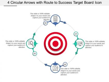 4 circular arrows with route to success target board icon