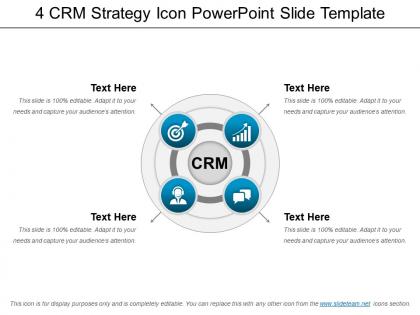 4 crm strategy icon powerpoint slide template