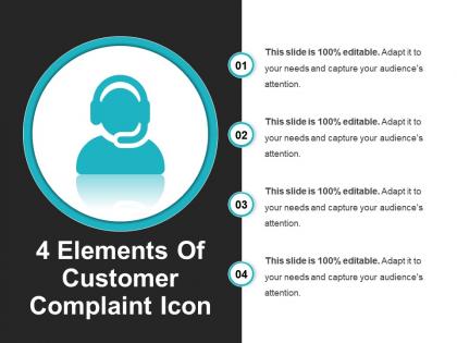 4 elements of customer complaint icon good ppt example