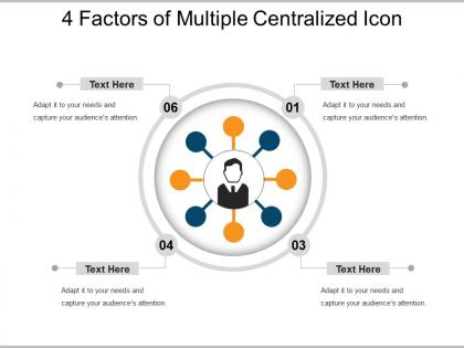 4 factors of multiple centralized icon powerpoint slide ideas