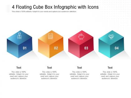 4 floating cube box infographic with icons