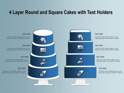 4 layer round and square cakes with text holders
