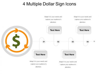 4 multiple dollar sign icons powerpoint slide show