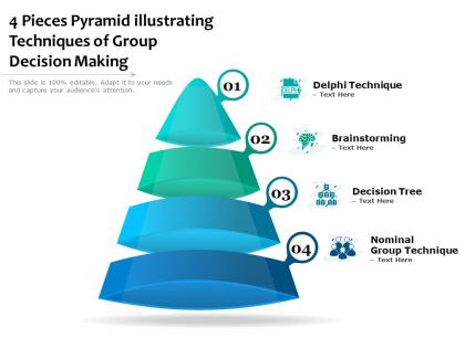 4 pieces pyramid illustrating techniques of group decision making