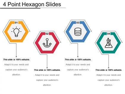 4 point hexagon slides sample of ppt