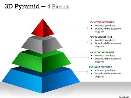 4 staged 3d pyramid for process flow