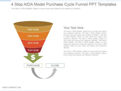 4 step aida model purchase cycle funnel ppt templates